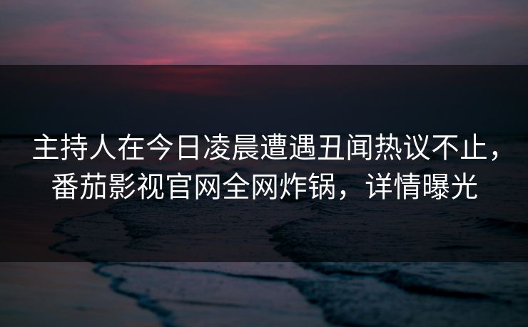 主持人在今日凌晨遭遇丑闻热议不止,番茄影视官网全网炸锅,详情曝光 主持人在今日凌晨遭遇丑闻热议不止,番茄影视官网全网炸锅,详情曝光