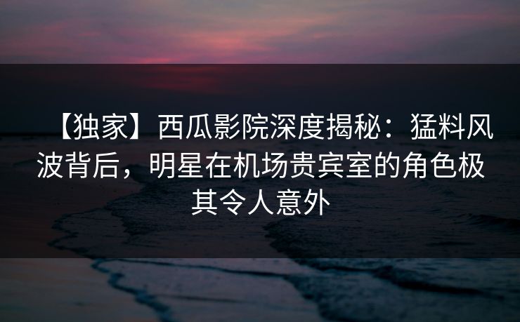 【独家】西瓜影院深度揭秘：猛料风波背后，明星在机场贵宾室的角色极其令人意外