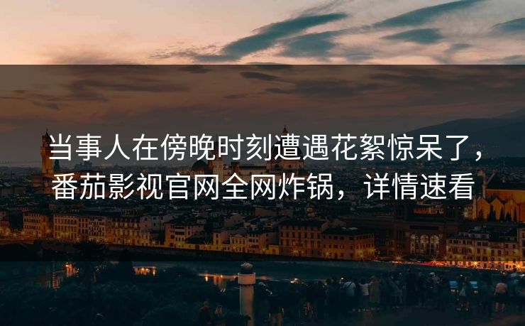 当事人在傍晚时刻遭遇花絮惊呆了，番茄影视官网全网炸锅，详情速看