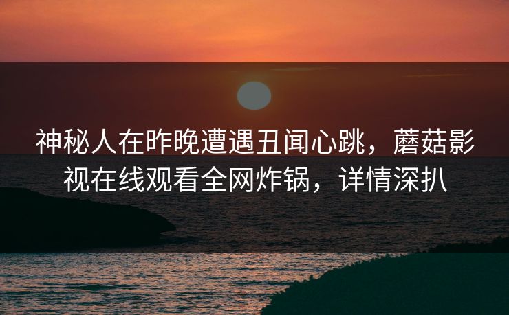 神秘人在昨晚遭遇丑闻心跳，蘑菇影视在线观看全网炸锅，详情深扒