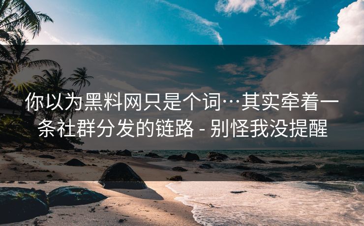 你以为黑料网只是个词…其实牵着一条社群分发的链路 - 别怪我没提醒