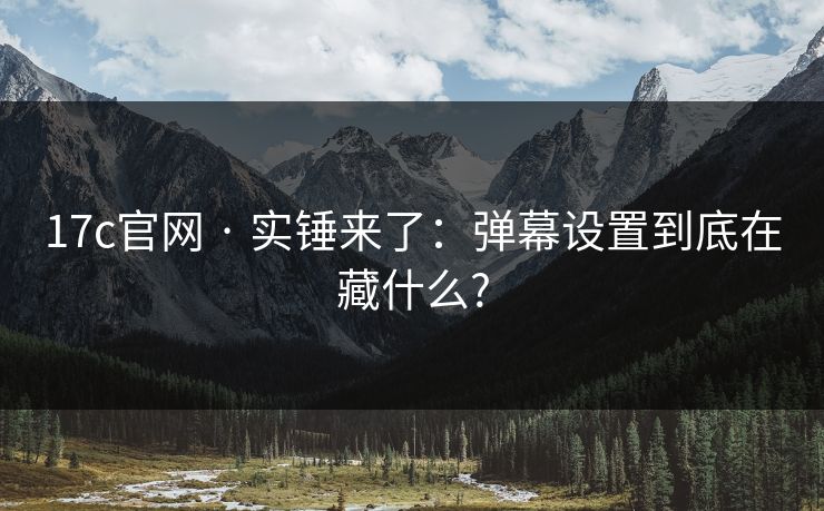 17c官网 · 实锤来了：弹幕设置到底在藏什么?