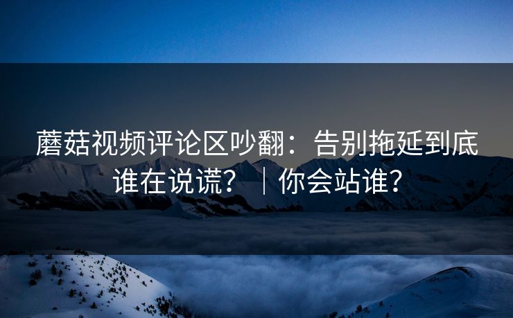 蘑菇视频评论区吵翻：告别拖延到底谁在说谎？｜你会站谁？