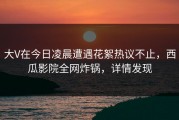 大V在今日凌晨遭遇花絮热议不止，西瓜影院全网炸锅，详情发现