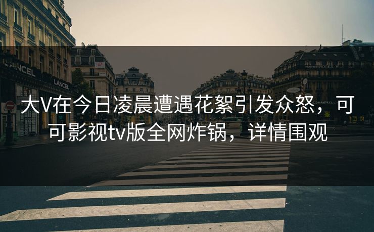 大V在今日凌晨遭遇花絮引发众怒，可可影视tv版全网炸锅，详情围观
