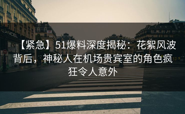 【紧急】51爆料深度揭秘:花絮风波背后,神秘人在机场贵宾室的角色疯狂令人意外 【紧急】51爆料深度揭秘:花絮风波背后,神秘人在机场贵宾室的角色疯狂令人意外